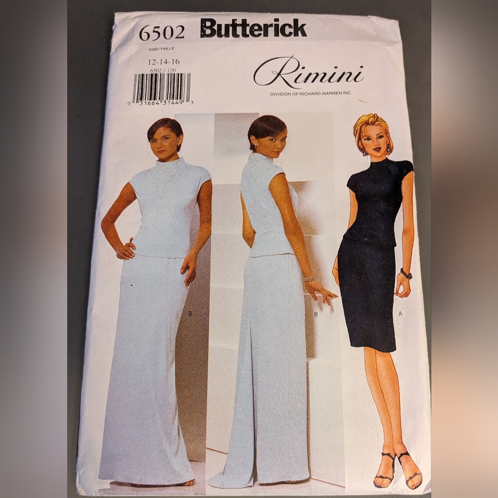 Butterick Rimini Sewing Pattern 6502 Sizes 12-16